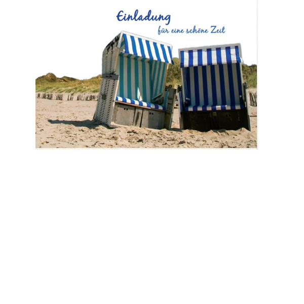 Einladung  - Postkarten – Format: 11,5 cm x 17,5 cm - Nice Moments – Einladung für eine schöne Zeit – Strandkörbe am Strand