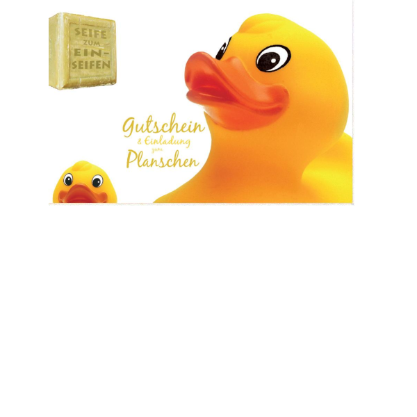 Gutschein  - Postkarten – Format: 11,5 cm x 17,5 cm - Nice Moments – Gutschein & Einladung zum Planschen – Quietscheentchen