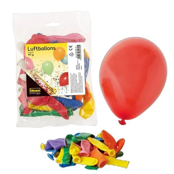 Idena Luftballons, sortiert ca. 40 g, 34 Luftballons farbig gemischt