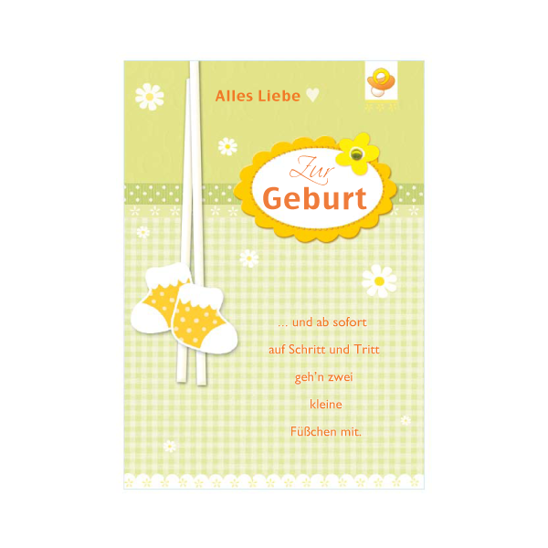 Geburt – Baby – Freudiges Ereignis - Glückwunschkarte im Format 11,5 x 17 cm mit Umschlag