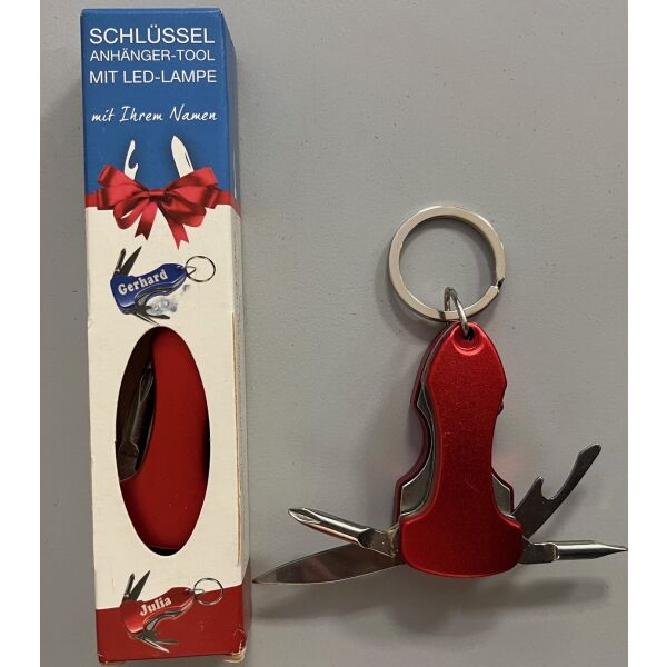 Schlüsselanhänger Tool mit LED-Lampe Kein Aufdruck Farbe Rot