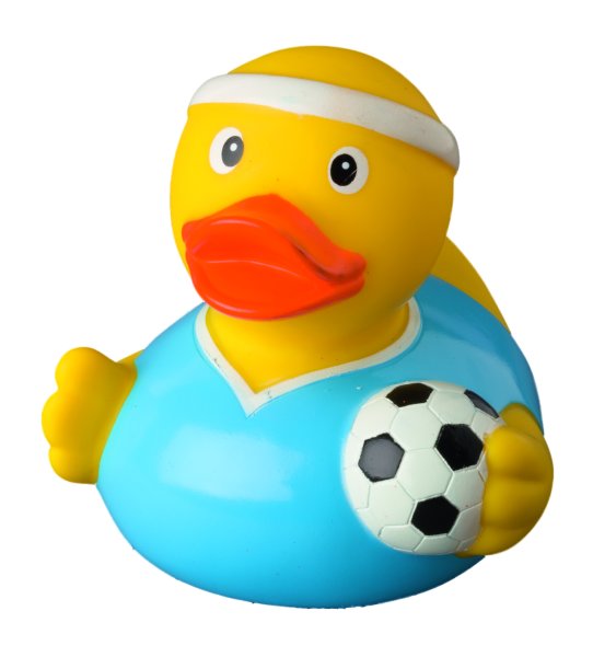 A - Fußballer - Sportente - Quietscheente - Badeente - ca. 8 cm gross