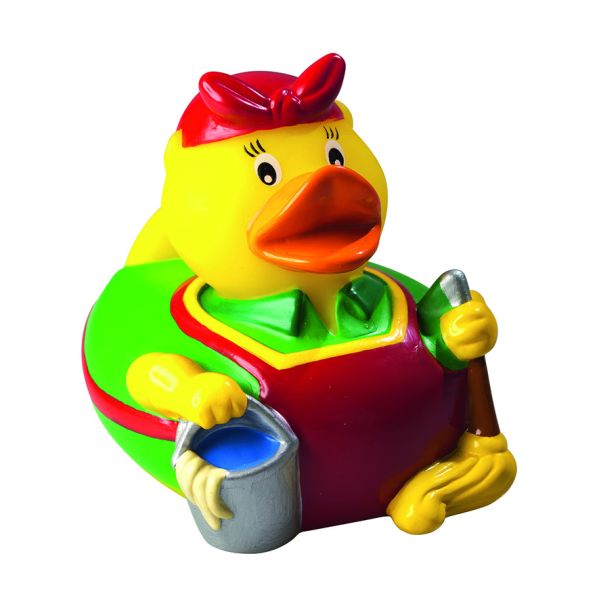 Putzfee Putzfrau-Ente Berufsente Quietscheente Badeente ca. 8 cm gross