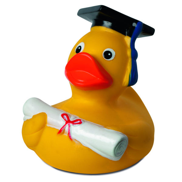 Absolvent Bestandene Prüfung Anlassente Quietscheente Badeente ca. 8 cm gross Geschenk zur bestandenen Prüfung