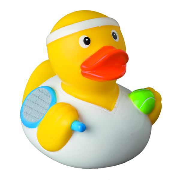 Tennisspieler Sportente Quietscheente Badeente ca. 8 cm gross