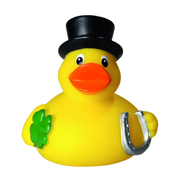 Glücksbringer-Ente Hufeisen + Kleeblatt Quietscheente Badeente ca. 8 cm gross
