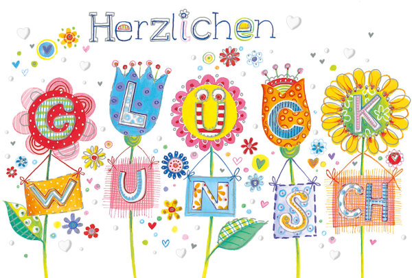 Allgemeine Wünsche - 4 Styles - Glückwunschkarte im Format 11,5 x 17 cm mit Umschlag – Herzlichen Glückwunsch – Blumen – BSB