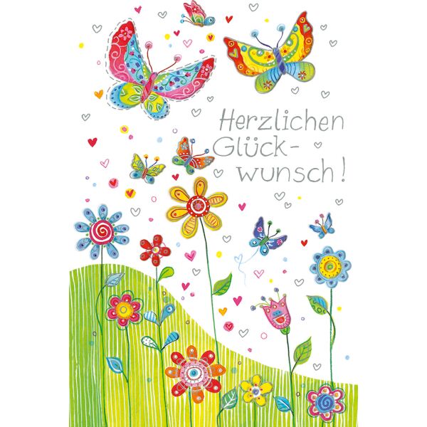 Allgemeine Wünsche 4 Styles Grußkarte mit Umschlag Schmetterlinge Blumen Herzlichen Glückwunsch