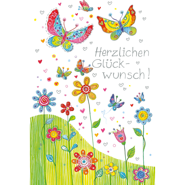 Allgemeine Wünsche 4 Styles Grußkarte mit Umschlag Schmetterlinge Blumen Herzlichen Glückwunsch