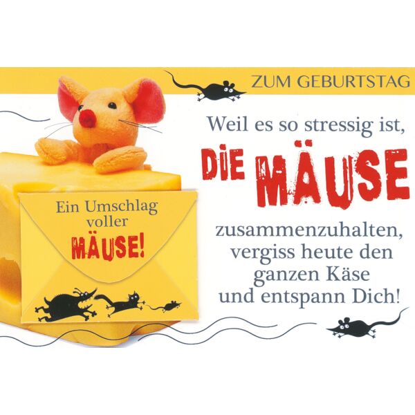 A - Geburtstag 4 Styles Geldkarte mit Umschlag Mäuse