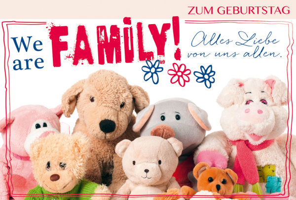 Geburtstag - 4 Styles - Glückwunschkarte im Format 11,5 x 17 cm mit Umschlag – Zum Geburtstag – We are Family! - BSB