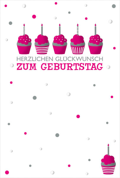 Geburtstag - 4 Styles - Glückwunschkarte im Format 11,5 x 17 cm mit Umschlag – Herzlichen Glückwunsch zum Geburtstag – Cupcakes – BSB