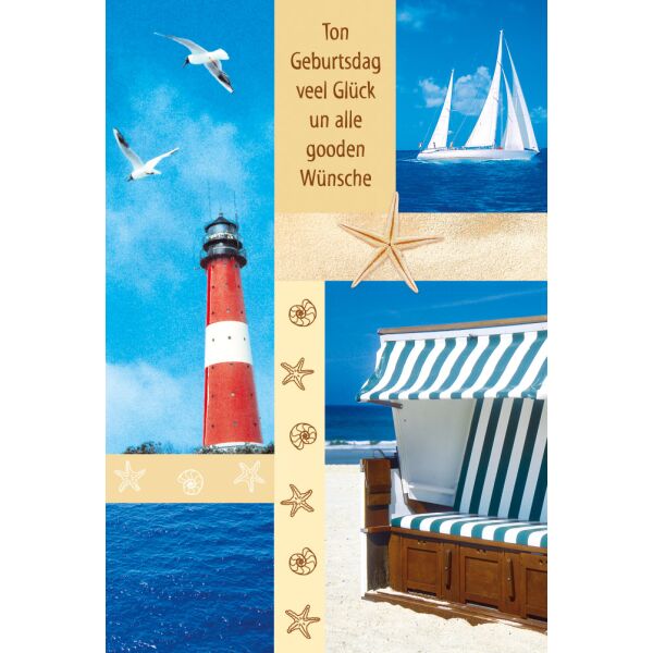 Geburtstag Plattdeutsch Glückwunschkarte mit Briefumschlag Marítim Ton Geburtsdag veel Glück