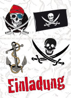 Einladungen - 5 Karten mit Umschlag im Topper - Piraten