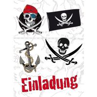 Einladungen - 5 Karten mit Umschlag im Topper - Piraten