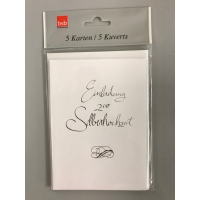 Silberhochzeit  Einladung 5 Karten 5 Umschläge im...