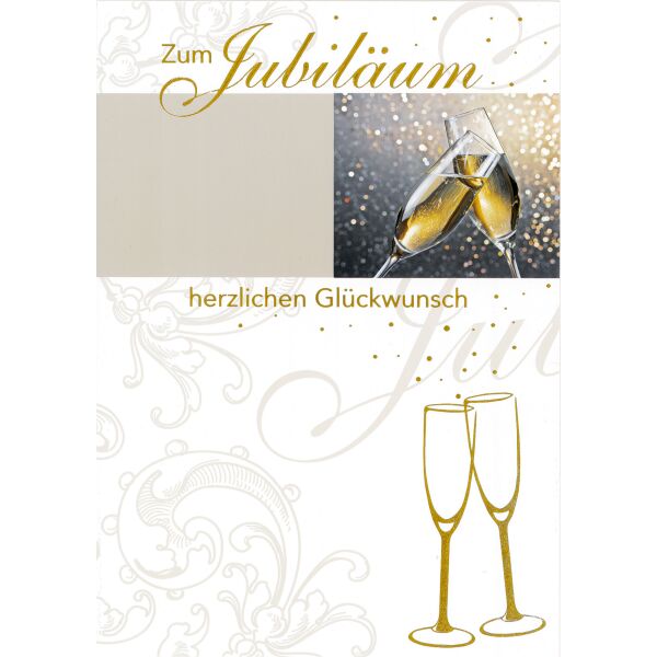 Jubiläum große A4 XXL Glückwunschkarte mit Umschlag Sektgläser Herzlichen Glückwunsch zum Jubiläum