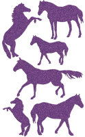 Sticker - 9x17,5 cm - Glitter-Sticker / Pferde