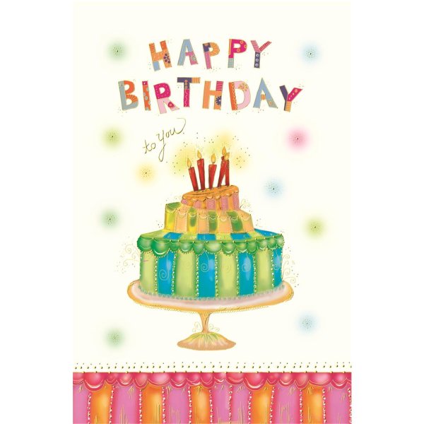 Geburtstag Skorpions Art - Glückwunschkarte im Format 11,5 x 17 cm mit Umschlag - Torte mit brennenden Kerzen - mit Goldfolie
