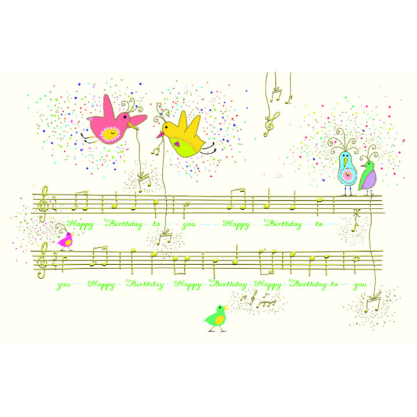 Geburtstag Skorpions Art Glückwunschkarte mit Umschlag Vögel mit Noten Happy Birthday