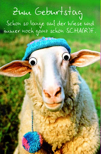Geburtstag - piep Show mit Wackelaugen - Glückwunschkarte im Format 11,5 x 17 cm mit Umschlag - Schaf – Zum Geburtstag