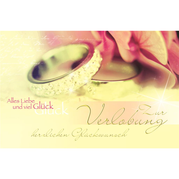 Verlobungskarte Glückwunschkarte mit Umschlag Ringe Alles Liebe und Viel Glück