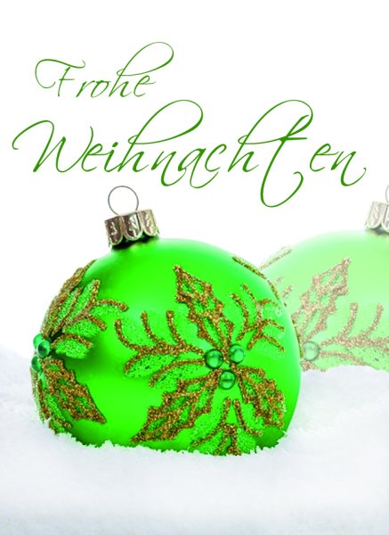 Weihnachten Klammerkarte - Minikarte mit farbiger Kammer - Grüne Christbaumkugel