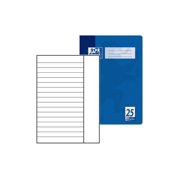 Oxford Schulheft A4 9 mm liniert mit Rand Lineatur 25, 32 Blatt blau