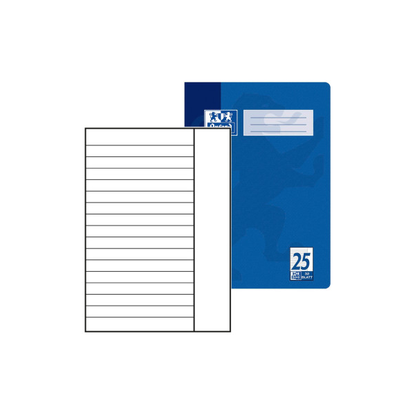 Oxford Schulheft A4 9 mm liniert mit Rand Lineatur 25, 32 Blatt blau