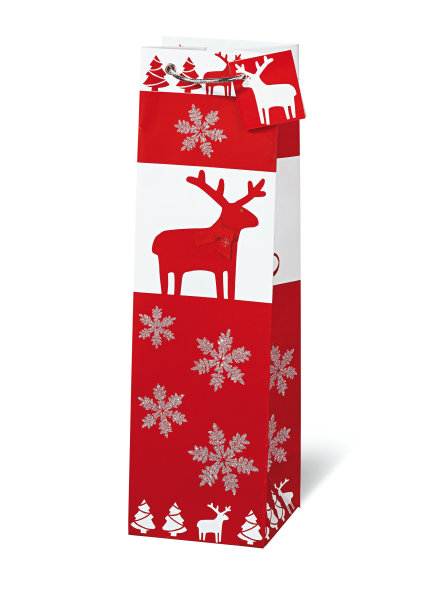 Geschenktüte Weihnachten - Flaschentasche Red & White