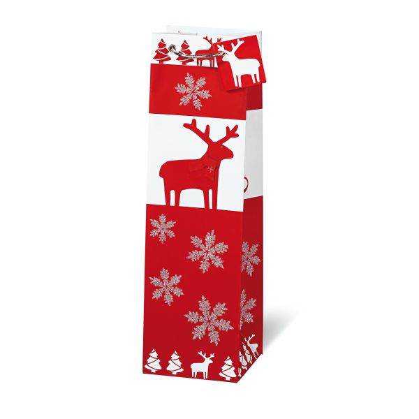 Geschenktüte Weihnachten - Flaschentasche Red & White