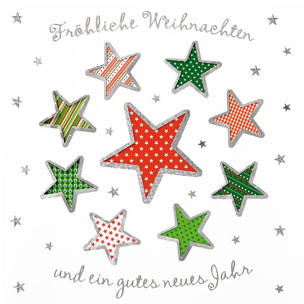 Weihnachten - Beautiful Colours - quadratische Glückwunschkarte 15x15cm mit farbigem Umschlag - Sterne