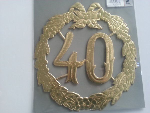 „40“ Jubiläumszahl Gold - Festliche Zahl - Blumenstecker