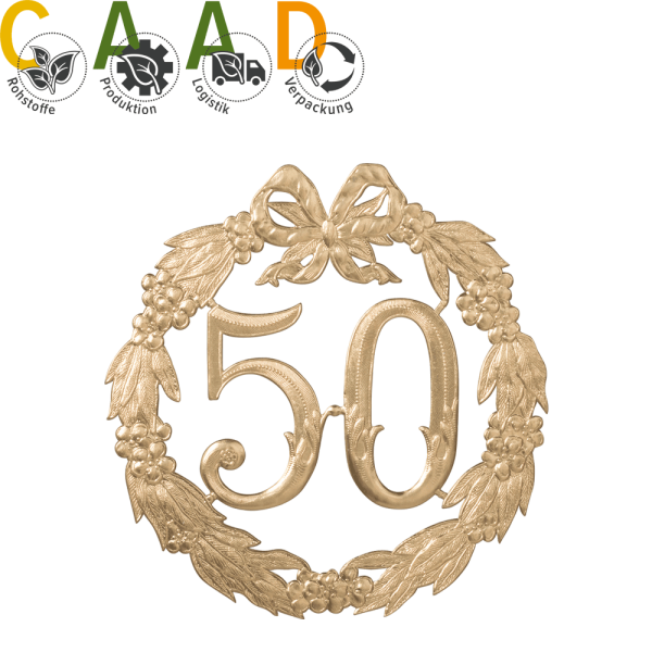 „50“ Jubiläumszahl Gold - Festliche Zahl - Blumenstecker