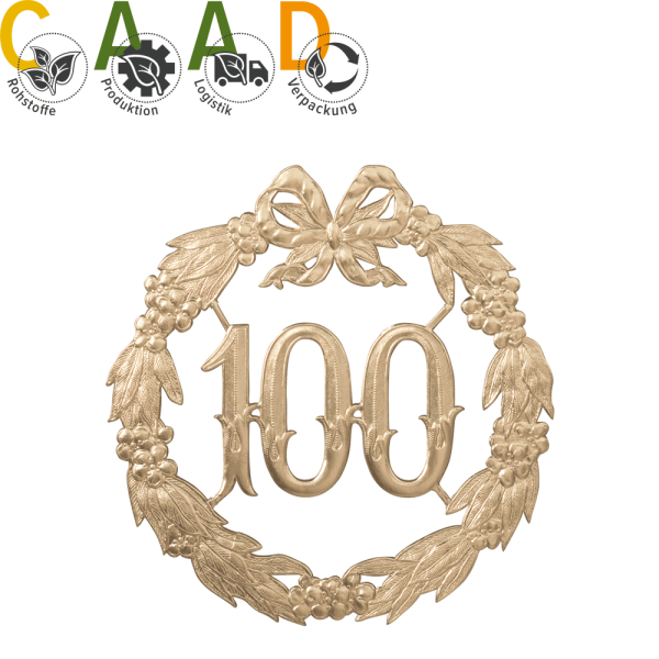 „100“ Jubiläumszahl Gold - Festliche Zahl - Blumenstecker