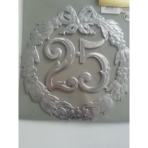 „25“ Jubiläumszahl Silber - Festliche Zahl - Blumenstecker