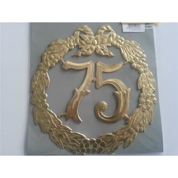„75“ Jubiläumszahl Gold - Festliche Zahl - Blumenstecker