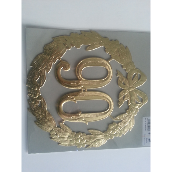 „90“ Jubiläumszahl Gold Festliche Zahl Blumenstecker Durchmesser 13 cm