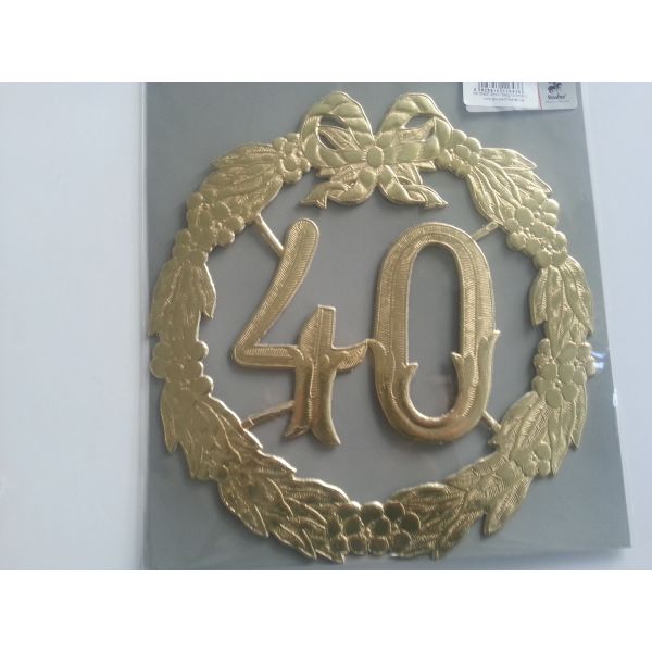 „40“ Jubiläumszahl Gold - Festliche Zahl - Blumenstecker