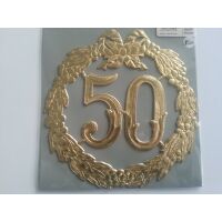 „50“ Jubiläumszahl Gold - Festliche Zahl - Blumenstecker