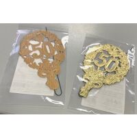 „50“ Jubiläumszahl Gold - Festliche Zahl - Blumenstecker