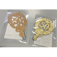 „50“ Jubiläumszahl Gold - Festliche Zahl - Blumenstecker