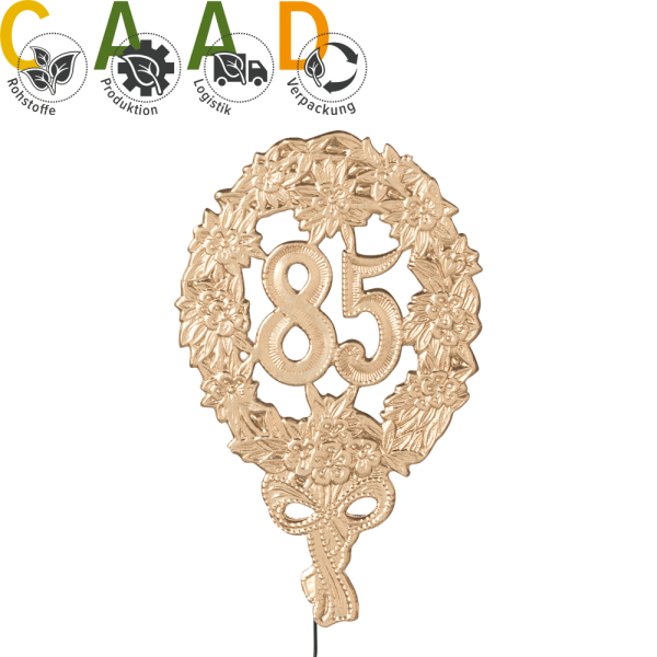 „85“ Jubiläumszahl Gold - Festliche Zahl - Blumenstecker