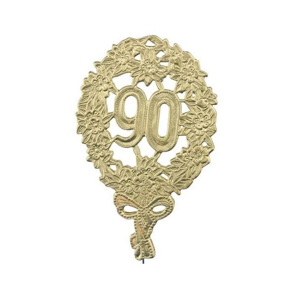 90 Jubiläumszahl Gold Festliche Zahl Blumenstecker 8 x12 cm