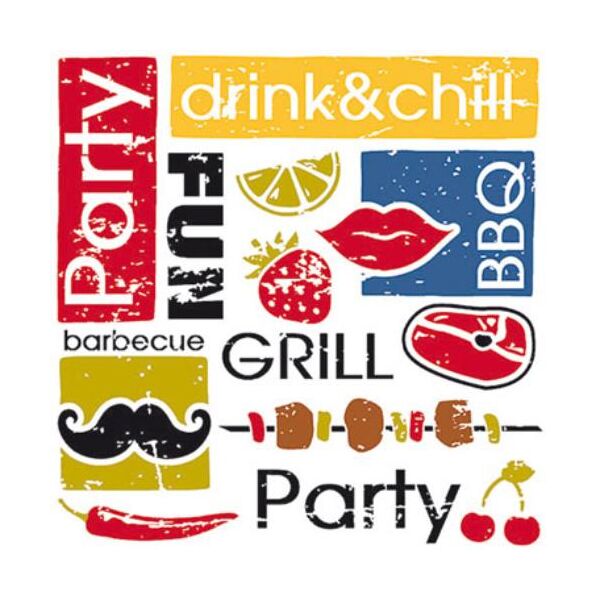 Cocktail Servietten 25 x 25 cm 3-lagig 20 Servietten Summer Party FSC Mix Sommerparty
