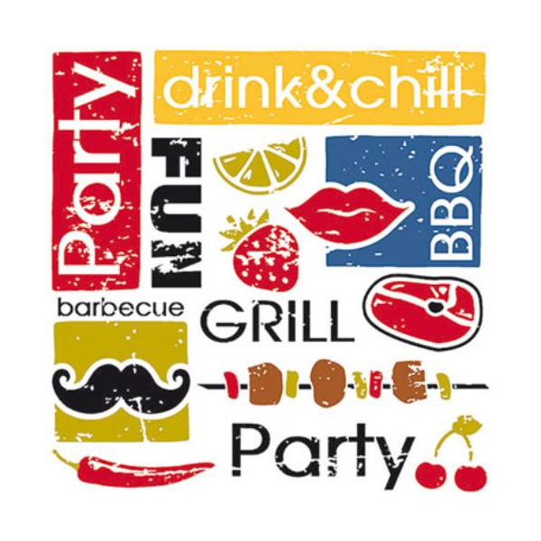 Cocktail Servietten 25 x 25 cm 3-lagig 20 Servietten Summer Party FSC Mix Sommerparty