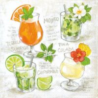 Cocktail Servietten 25 x 25 cm 3-lagig 20 Servietten Four...