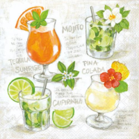 Cocktail Servietten 25 x 25 cm 3-lagig 20 Servietten Four...
