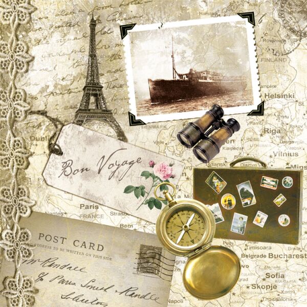 Servietten Lunch Bon Voyage Reiseutensilien 33x33cm 20 Servietten
