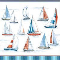 A - Servietten Lunch – Napkin Lunch – Format: 33 x 33 cm – 3-lagig – 20 Servietten pro Packung - Sailing - Segelboote